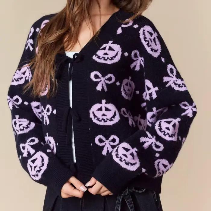 Cardigan Jacquard à col en v pour femme