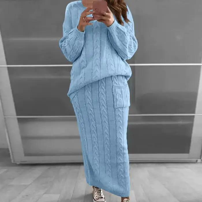 Ensemble pull et jupe en tricot pour femme, style bureau-dame, nouvelles couleurs automne-hiver 2023, occasions spéciales et quotidiennes