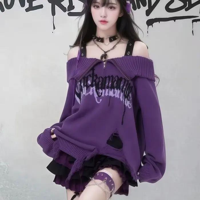 Pull à épaules design trou de sous-culture pour femme