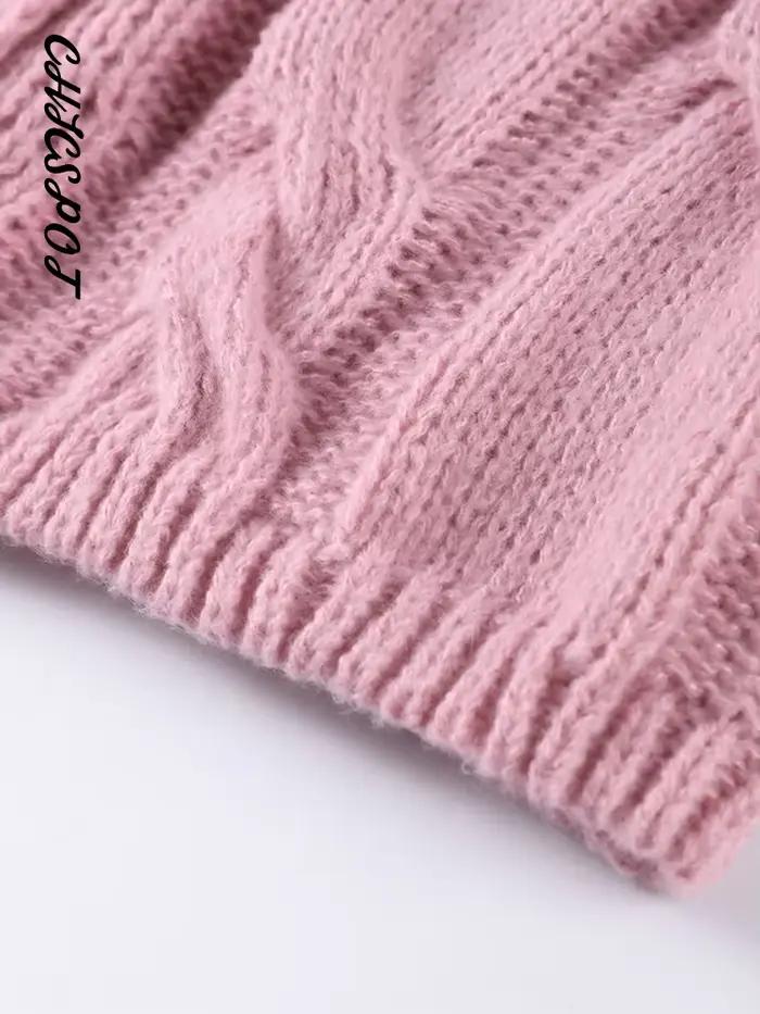 Cardigan en tricot épais et solide avec boutons dorés pour femme