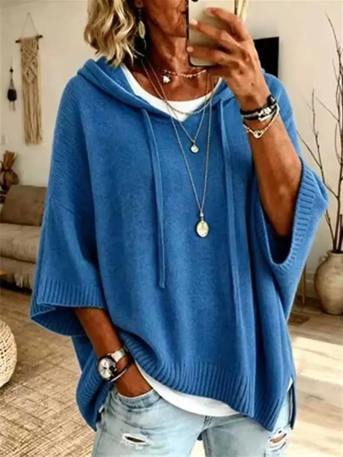 Pulls à capuche pour femme, automne-hiver, à manches longues, pulls unis décontractés, hauts en tricot, pulls streetwear, pull en tricot ample