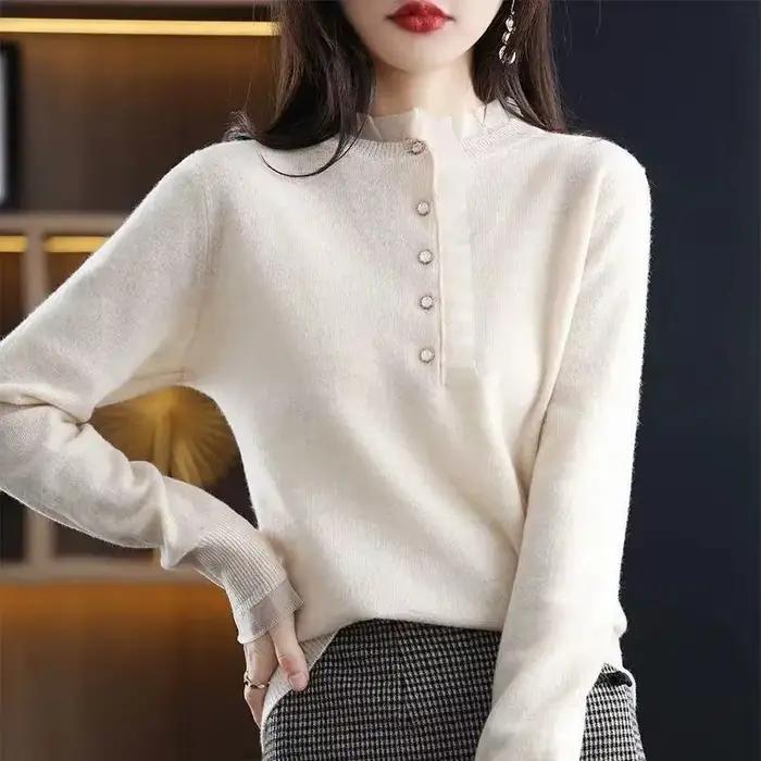 Pull en dentelle à manches longues pour femmes