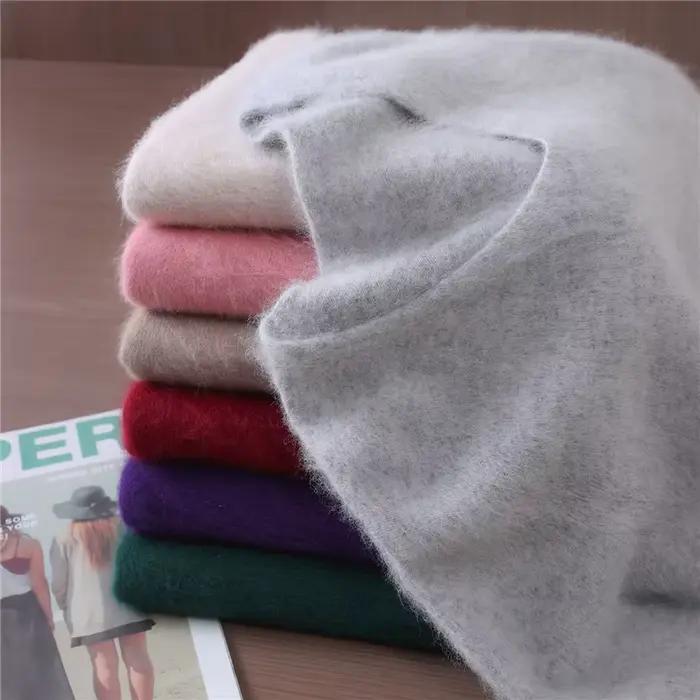 Automne hiver femmes col en v pull 100% pur vison cachemire tricoté