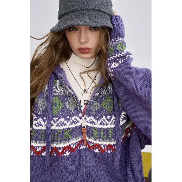 ELFSACK 2025 hiver nouveautés noël décontracté pull à capuche zippé pour femme