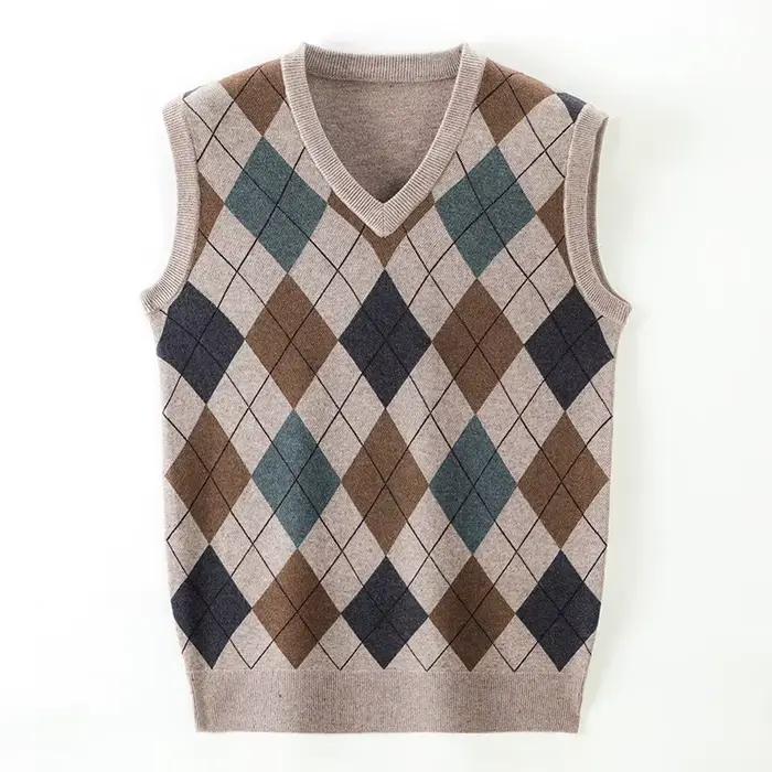 Gilet en laine à col en V élégant pour hommes décontracté pour automne et hiver faire du shopping occasions professionnelles