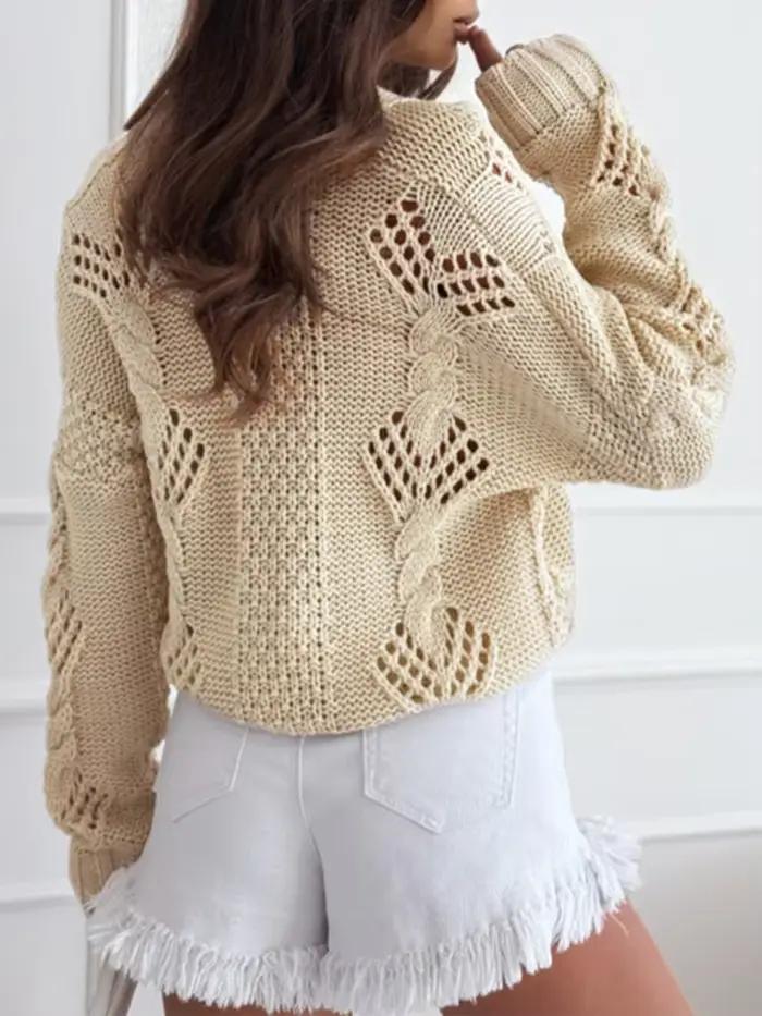 Cardigan tricoté ajouré au Crochet pour femmes