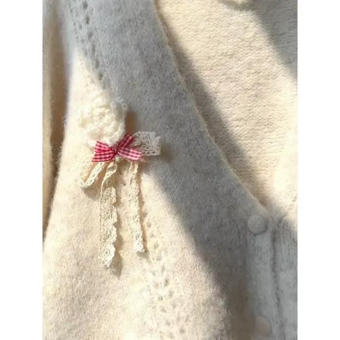 Pull français doux et polyvalent avec nœud rétro pour femmes