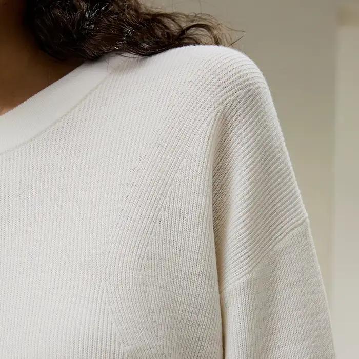 LILYSILK Pull ultra-fin en laine mérinos pour femme à col rond avec épaule tombante pour un usage quotidien