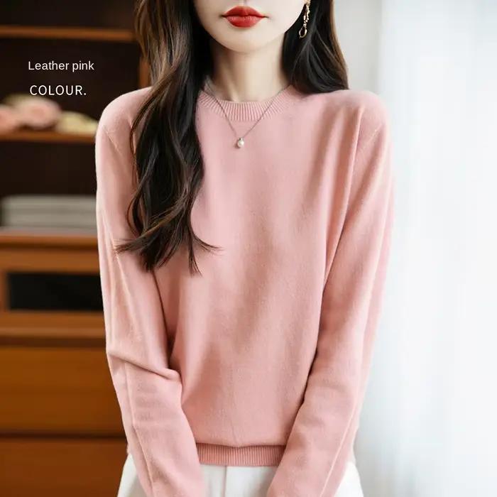 Femmes pull col rond automne hiver basique 100% Andy velours chaud décontracté Pulls