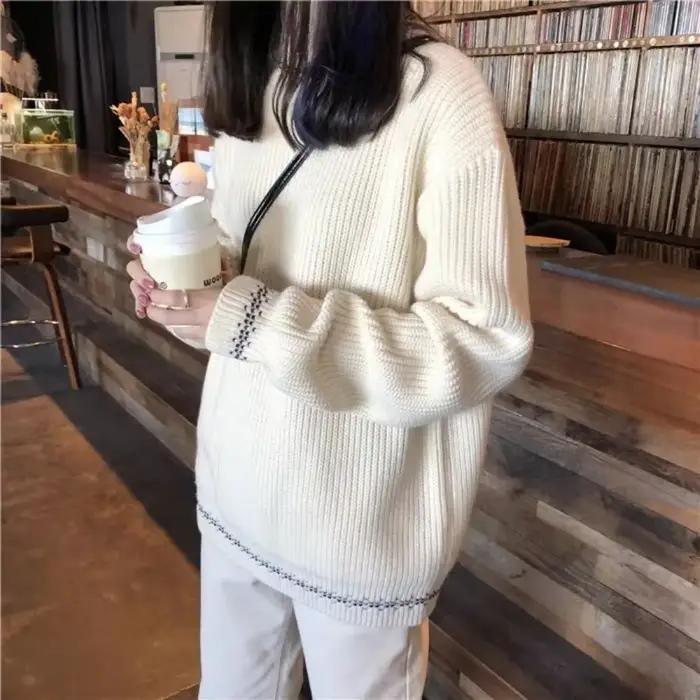 Pull rétro à manches longues pour femme