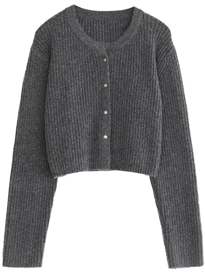 CHIC VEN-Cardigan à simple boutonnage pour femme
