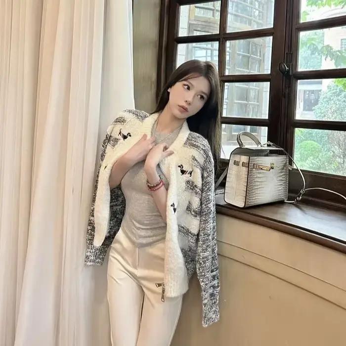 Cardigan pour femmes printemps automne tricoté pull femme veste d'extérieur col rond vêtements de sport ventes coréen Streetwear chaud