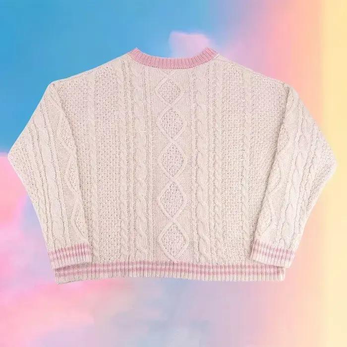 2025 Amant Cardigan avec Étoile Broderie Coeur Rose Confortable Tricot Doux TS
