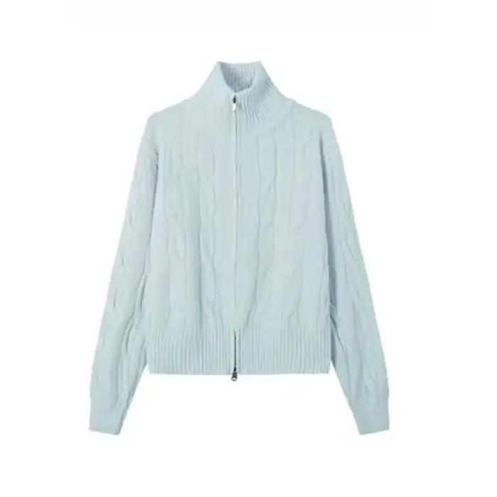 Double fermeture éclair col haut pâte frite torsions pull Cardigan femmes automne et hiver