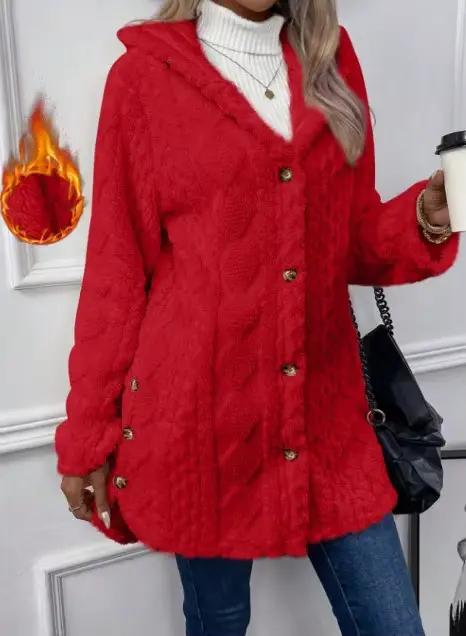 Cardigan ouvert à capuche en polaire double face pour femme