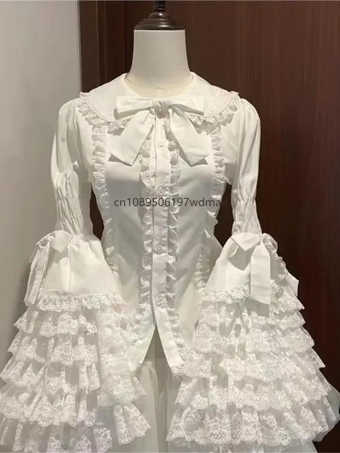 Chemisier en dentelle blanc et noir style victorien pour femme