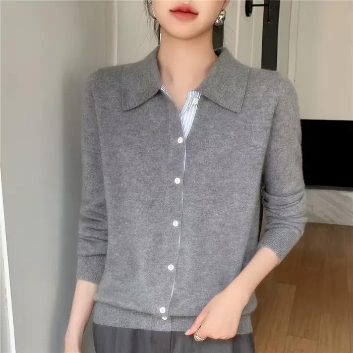 Cardigan à col Polo pour femme