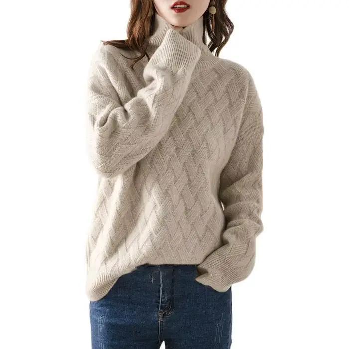 Pull ample en laine et polyester pour femme, décontracté et chic, idéal pour les occasions spéciales et le quotidien
