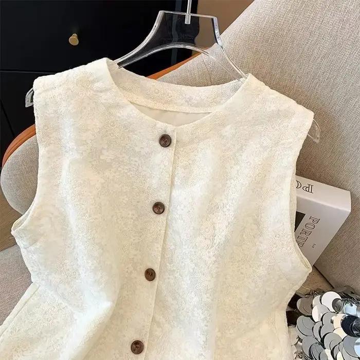 Veste gilet féminine printemps été décontractée col en V polyester boutonnage simple pour femmes occassions printanières et estivales