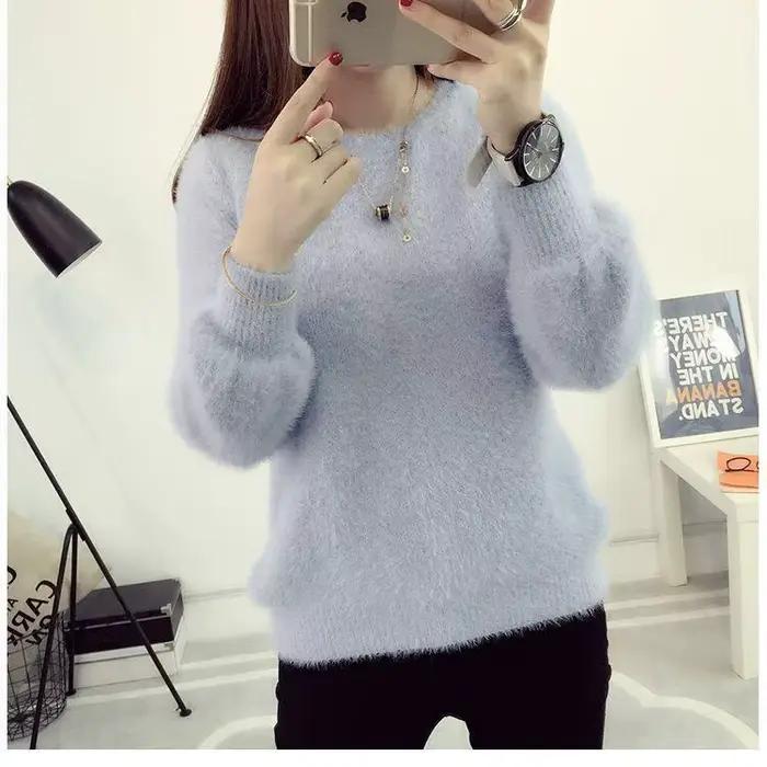 Pull en laine imitation vison pour femme