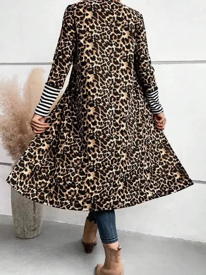 Cardigan long imprimé léopard pour femme