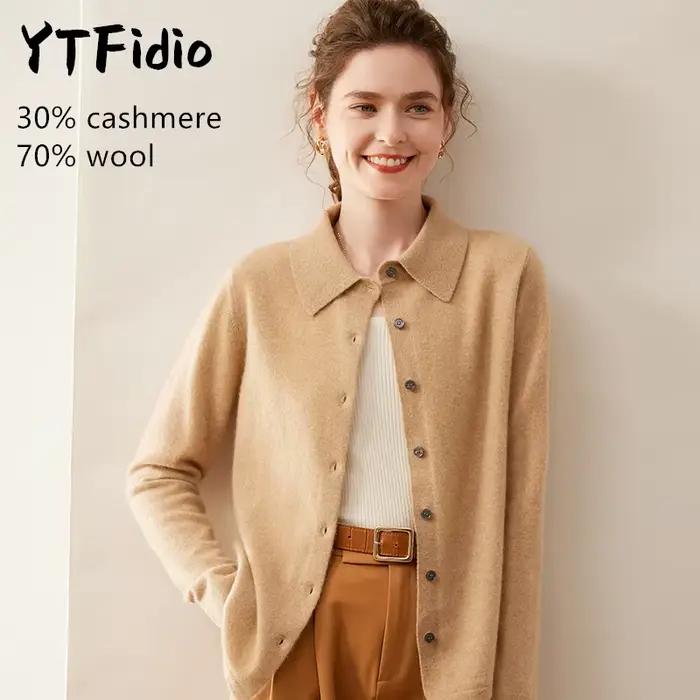 Cardigan en cachemire et laine mérinos décontracté pour femmes, avec boutons, pour toutes les saisons et occasions spéciales