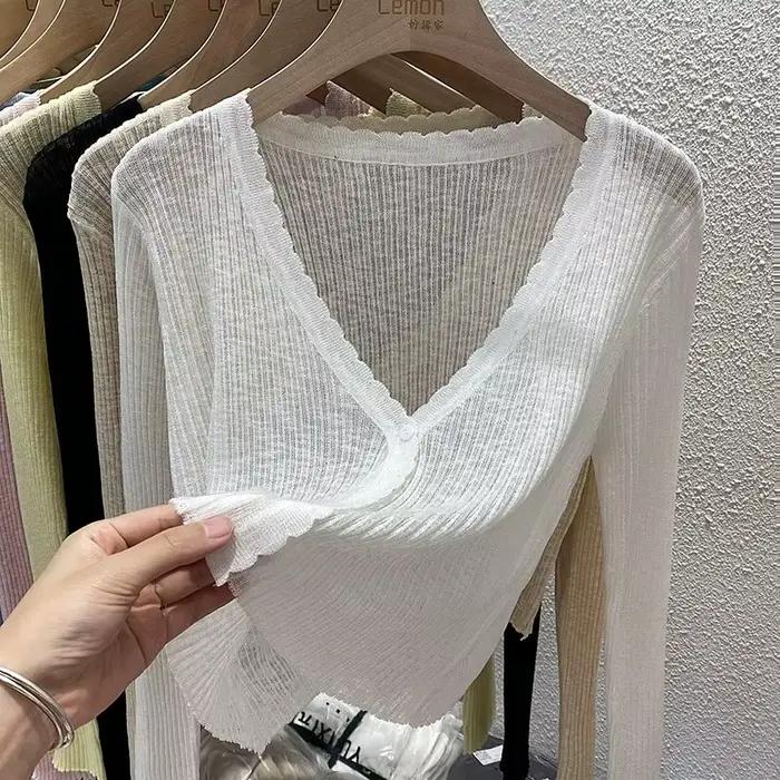 Cardigan court pastel pour femmes, veste tricotée légère, tenue basique pour adolescentes printemps été