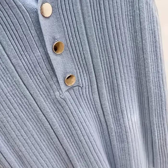 Nouveau Gilet Tricoté Extensible Sans Manches Col Polo pour Femme Printemps-Été 2026 avec Décoration Étoile Métallique Couleur Unie – Crop Top