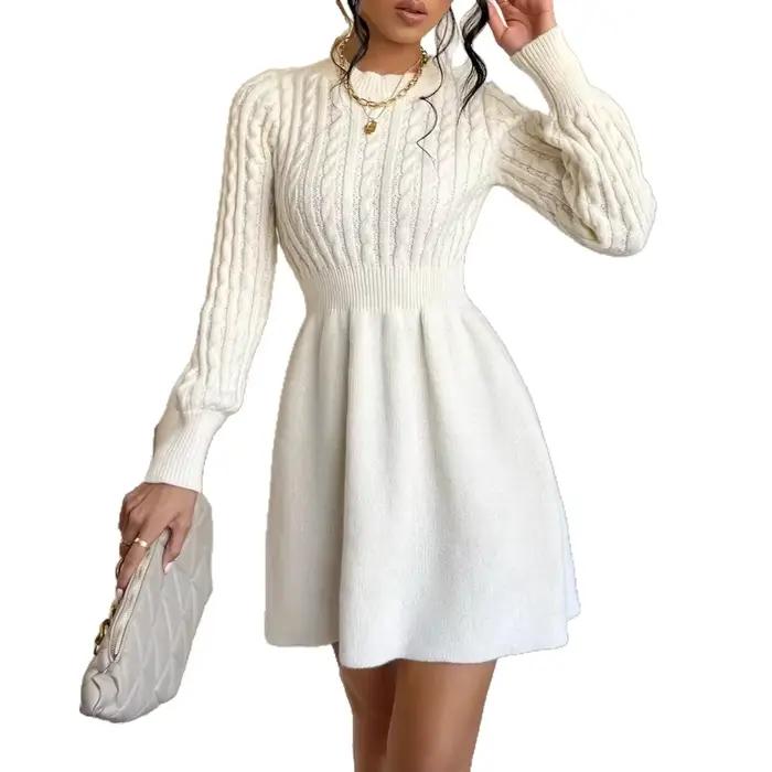 Robe tricotée printemps-automne polyvalente pour femmes style européen silhouette élégante ocassions spéciales