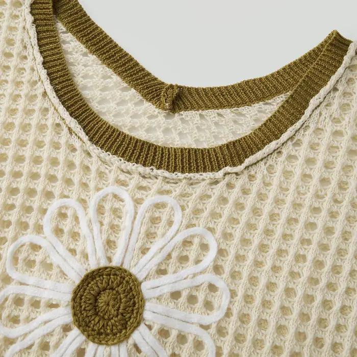 Haut Puloru Daisy en Polyester Brodé Fleur Pour Femmes Style Plage Occasions Spéciales