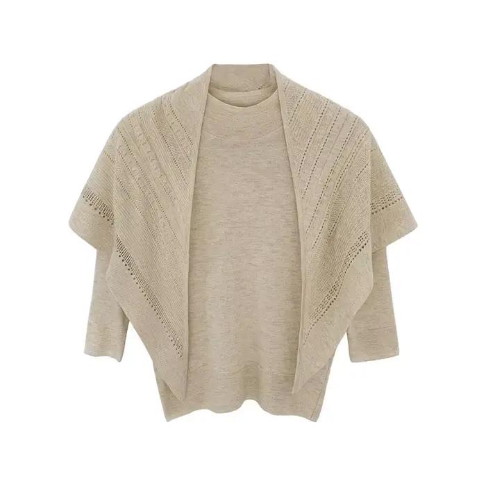 Pull tricoté semi-col roulé français pour femme