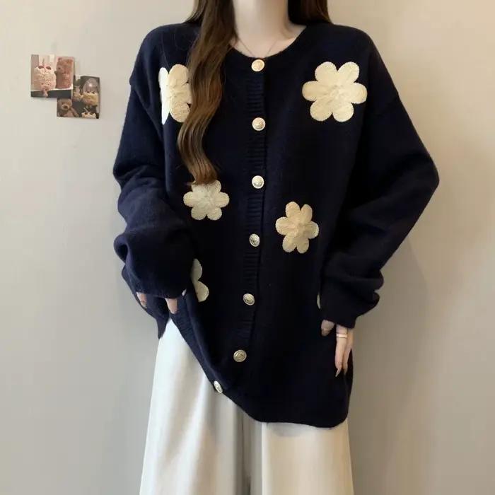 Haut tricoté à manches longues col rond polyester pour femmes automne décontracté élégant plage occasions spéciales