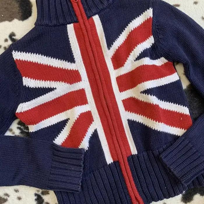 Pull cardigan à rayures étoiles Y2K rétro automne et hiver femmes fermeture éclair