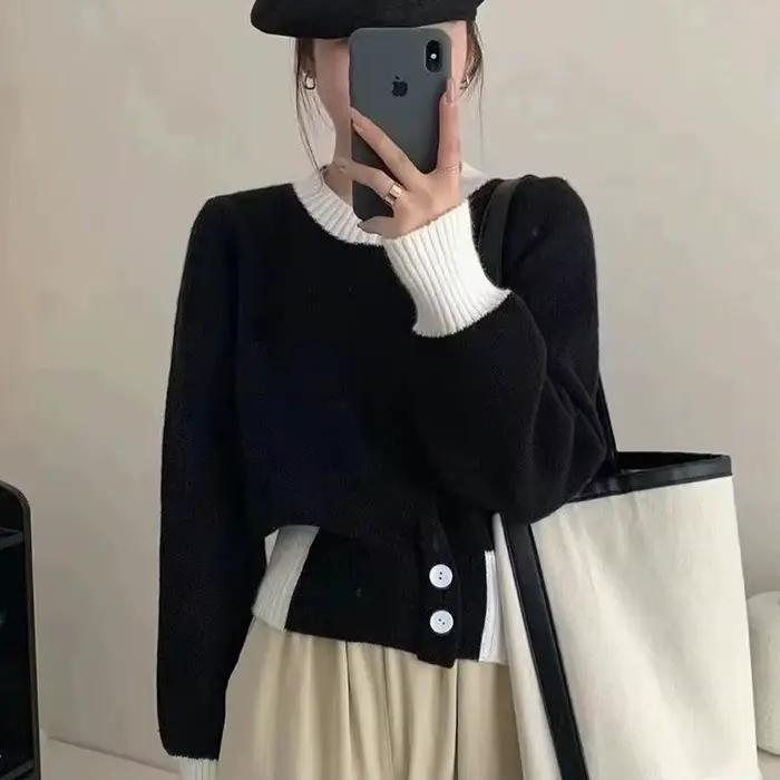 Pull en tricot polyester ample pour femmes automne hiver élégance décontractée confort style moderne ocassions spéciales