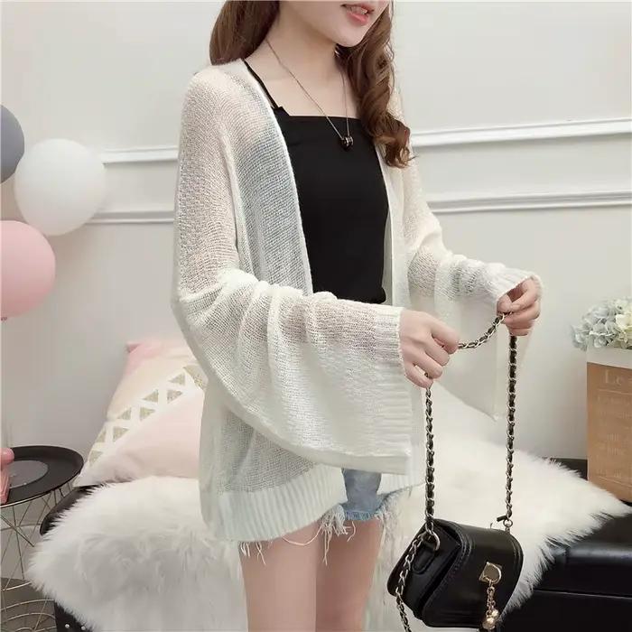Cardigan en tricot au Crochet transparent pour femmes