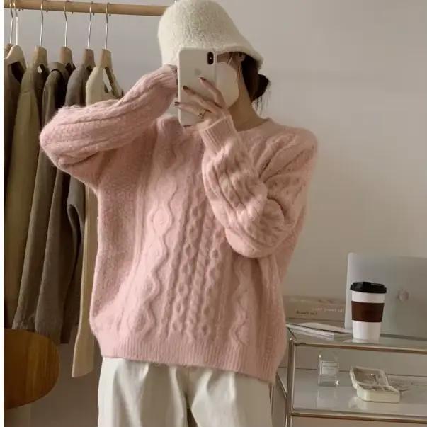 Pull torsadé bywindto en polyester pour femme style rétro décontracté avec motifs floraux pour automne ocassions spéciales