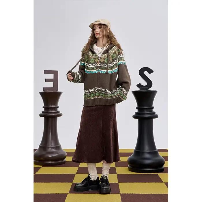 ELFSACK 2025 hiver nouveautés noël décontracté pull à capuche zippé pour femme