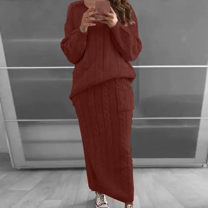 Ensemble pull et jupe en tricot pour femme, style bureau-dame, nouvelles couleurs automne-hiver 2023, occasions spéciales et quotidiennes