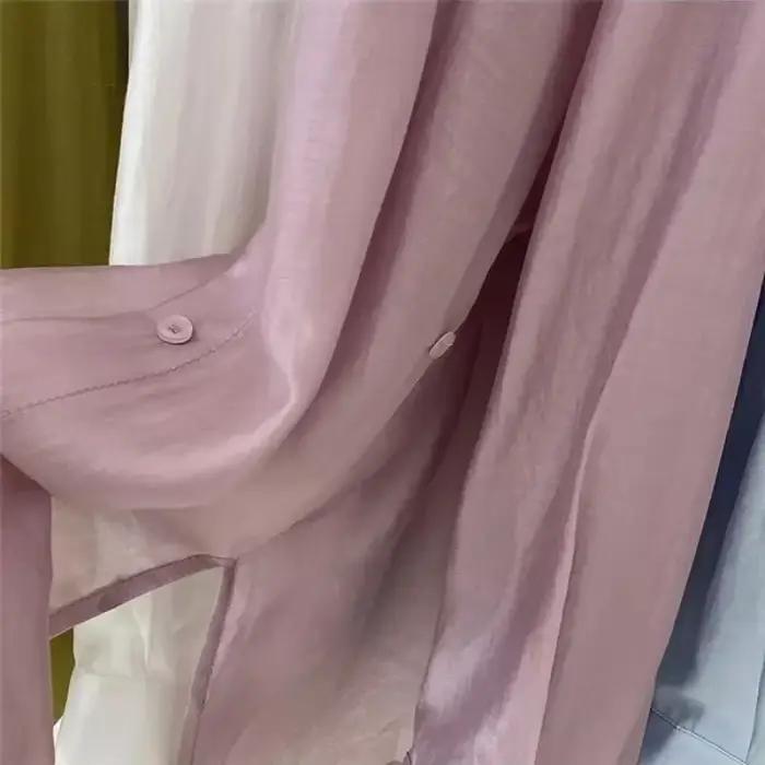 Chemises décontractées en maille fine pour femmes, style coréen, polyester transparent, col rabattu, occaseions estivales et décontractées