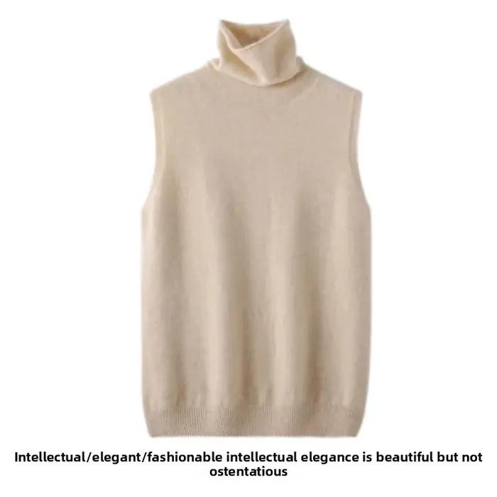 Pull en laine tricoté ajusté à col haut pour femmes automne printemps couleur pure polyvalente élégant pour diverses occasions