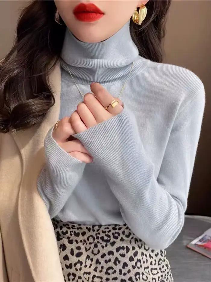 Pull à col roulé coton acrylique décontracté femme automne hiver confortable élégant pour travailler ou détente