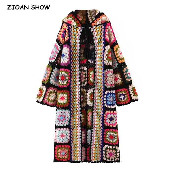 Cardigan à Carreaux Coloré Style Bohème pour Femme