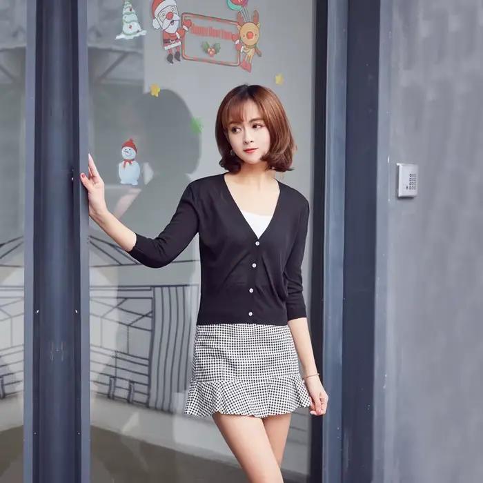 Cardigan femme ete légère crop top manche longue en crochet pull laine à tricoter fin jersey vêtements 2025 haut pulle