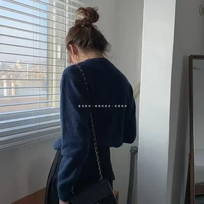 Pullover cardigan à col rond pour femme