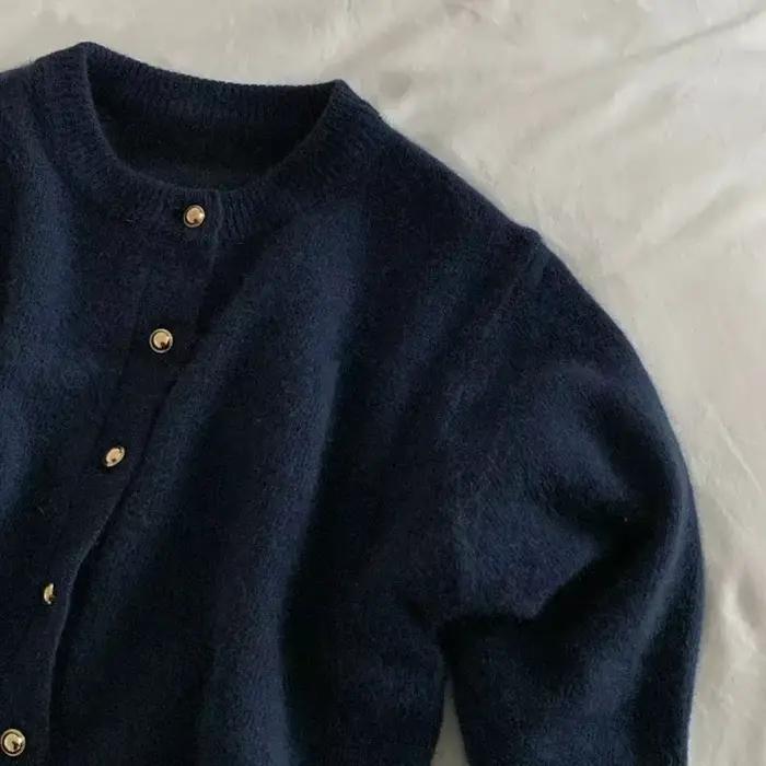 Pullover cardigan à col rond pour femme