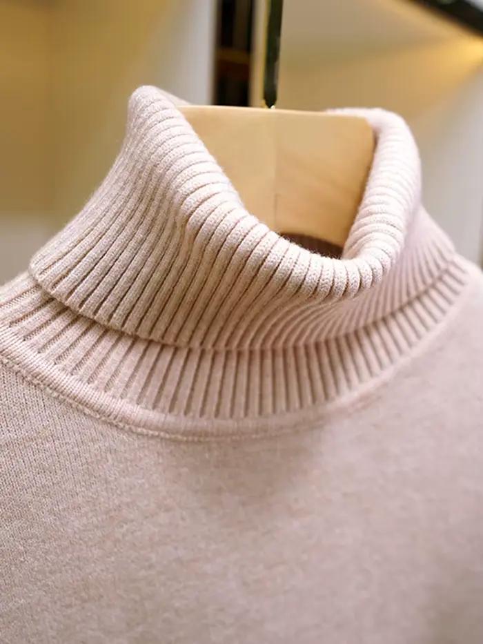 Pull pour femmes hiver épaissir col roulé mince tricot