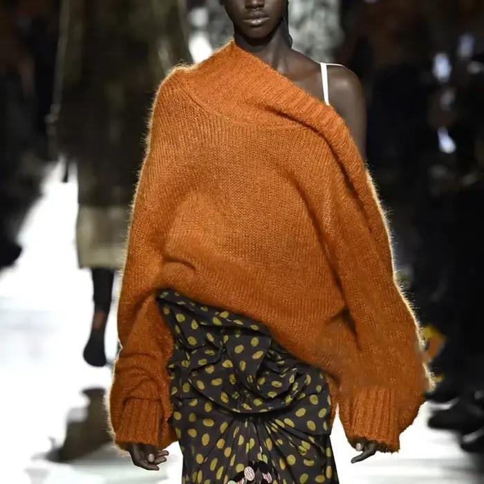 Pull ample orange bywindto pour femmes, mode printemps 2026, élégant et confortable pour automne hiver, design moderne, col rond, polyester durable, silhouette ample et légèrement élastique, idéal pour soirée formelle et week-end ```