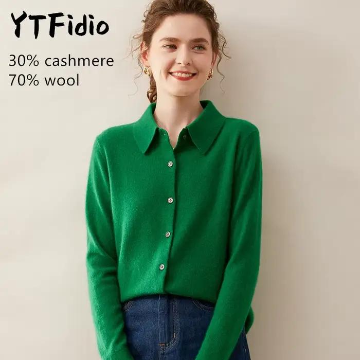 Cardigan en cachemire et laine mérinos décontracté pour femmes, avec boutons, pour toutes les saisons et occasions spéciales