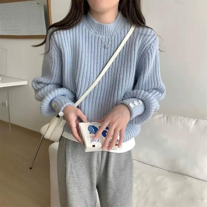 Veste pull à manches lanternes pour femme
