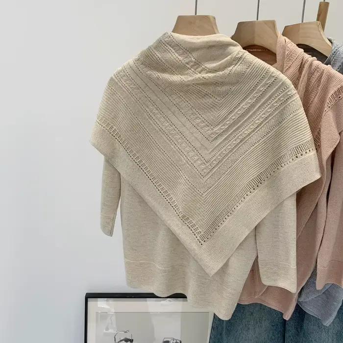 Pull tricoté semi-col roulé français pour femme
